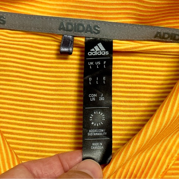 Adidas Men’s Orange Stripe Golf Polo Size L - Picture 4 of 10